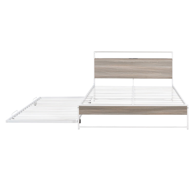 Platform Bed Frame With Trundle, USB Ports And Slat Support, No Box Spring Needed - R&R Furniture Gallery (Fountain Valley, CA)