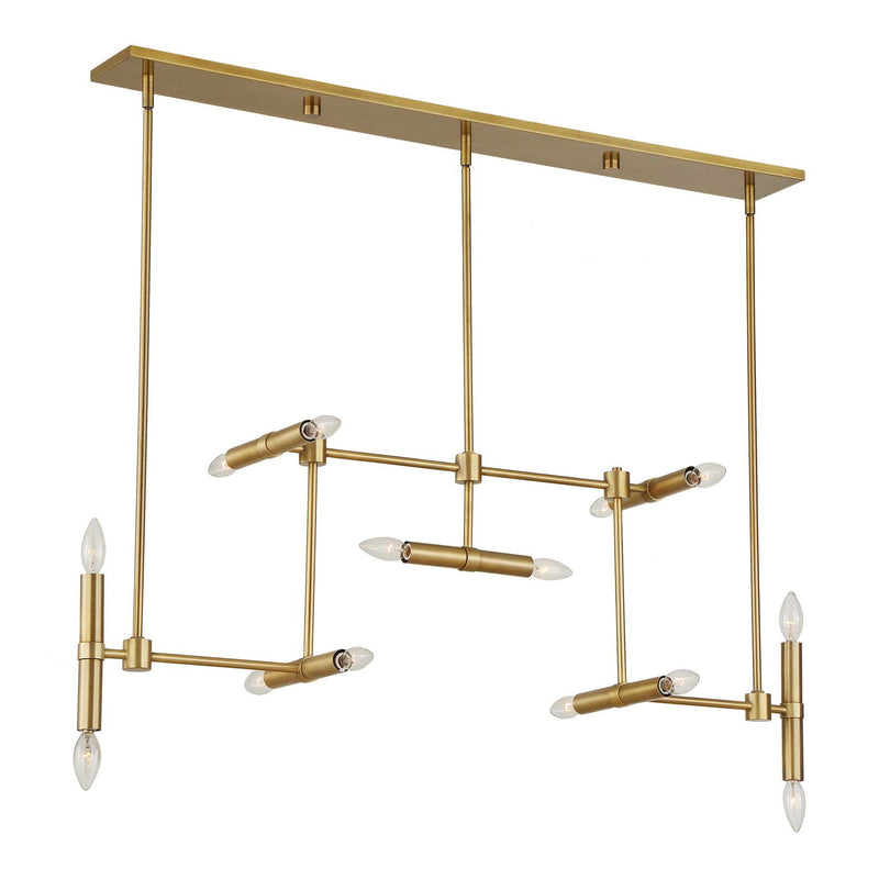 Uttermost 14 Light Modern Linear Pendant in gold with sleek, minimalist design for contemporary pendant lighting.