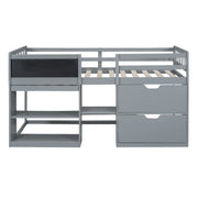 Low Loft Bed With Rolling Desk, Shelf And Drawers - R&R Furniture Gallery (Fountain Valley, CA)