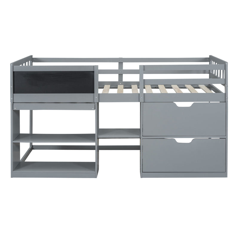 Low Loft Bed With Rolling Desk, Shelf And Drawers - R&R Furniture Gallery (Fountain Valley, CA)