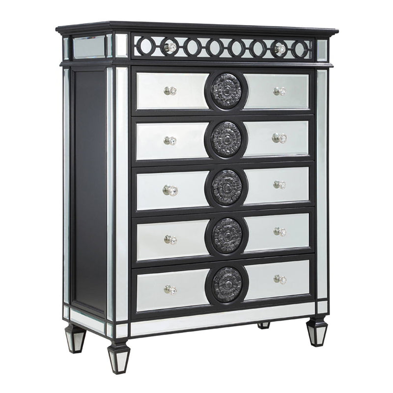 Varian II - Chest - Mirrored, Black & Sliver - R&R Furniture Gallery (Fountain Valley, CA)