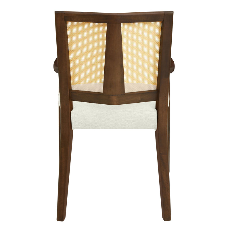 Mid Century Modern Arm Dining Chairs With Rattan Backrest - R&R Furniture Gallery (Fountain Valley, CA)