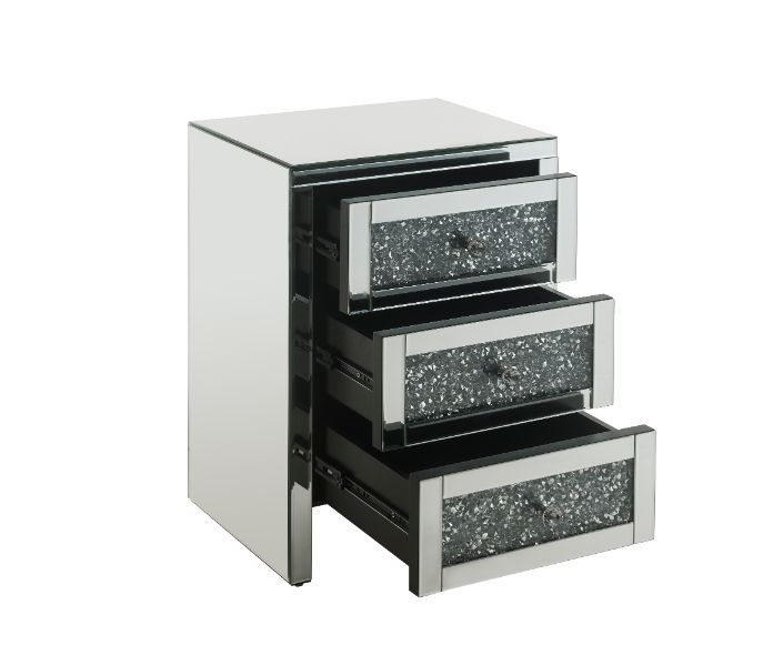 Noralie - 26" Accent Table With Faux Diamonds - Mirrored - R&R Furniture Gallery (Fountain Valley, CA)