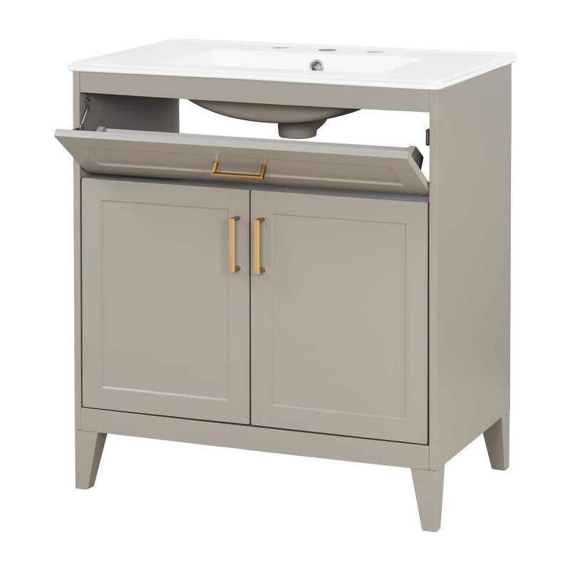 Bathroom Vanity With Sink Top, Adjustable Shelf, Door Organizers