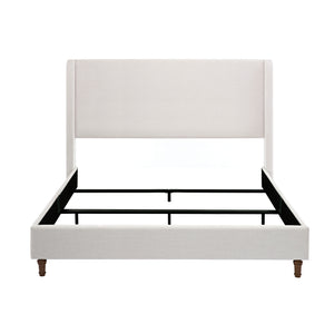 Hayden king size ivory upholstered wingback bed with tall 54-inch headboard by House & Home Furniture