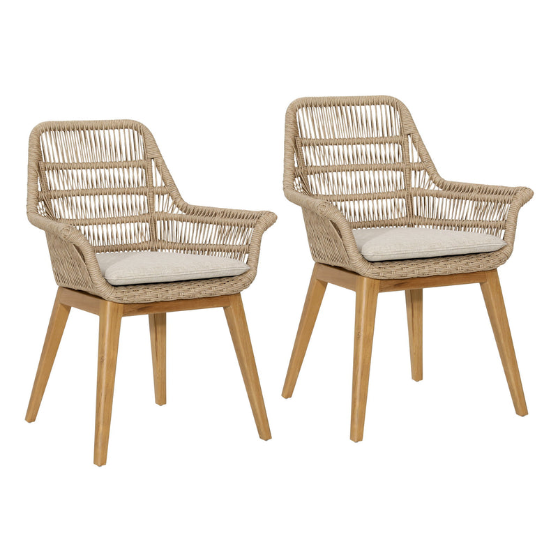 Kenna - Outdoor Dining Chair (Set of 2) - Natural And Ivory
