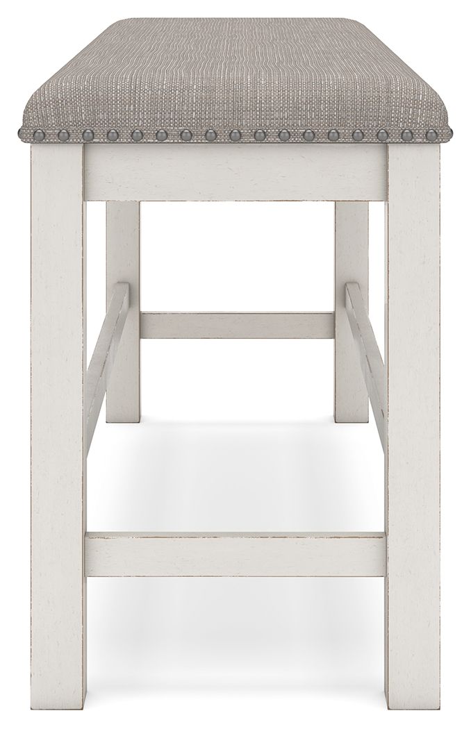 Robbinsdale - Dbl Counter Height Upholstered Dining Bench - Antique White - R&R Furniture Gallery (Fountain Valley, CA)