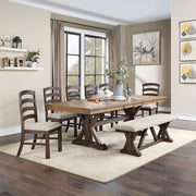 Pascaline - Side Chair (Set of 2) - Gray Fabric, Rustic Brown & Oak - R&R Furniture Gallery (Fountain Valley, CA)