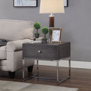 Iban - End Table - Gray Oak & Chrome - R&R Furniture Gallery (Fountain Valley, CA)