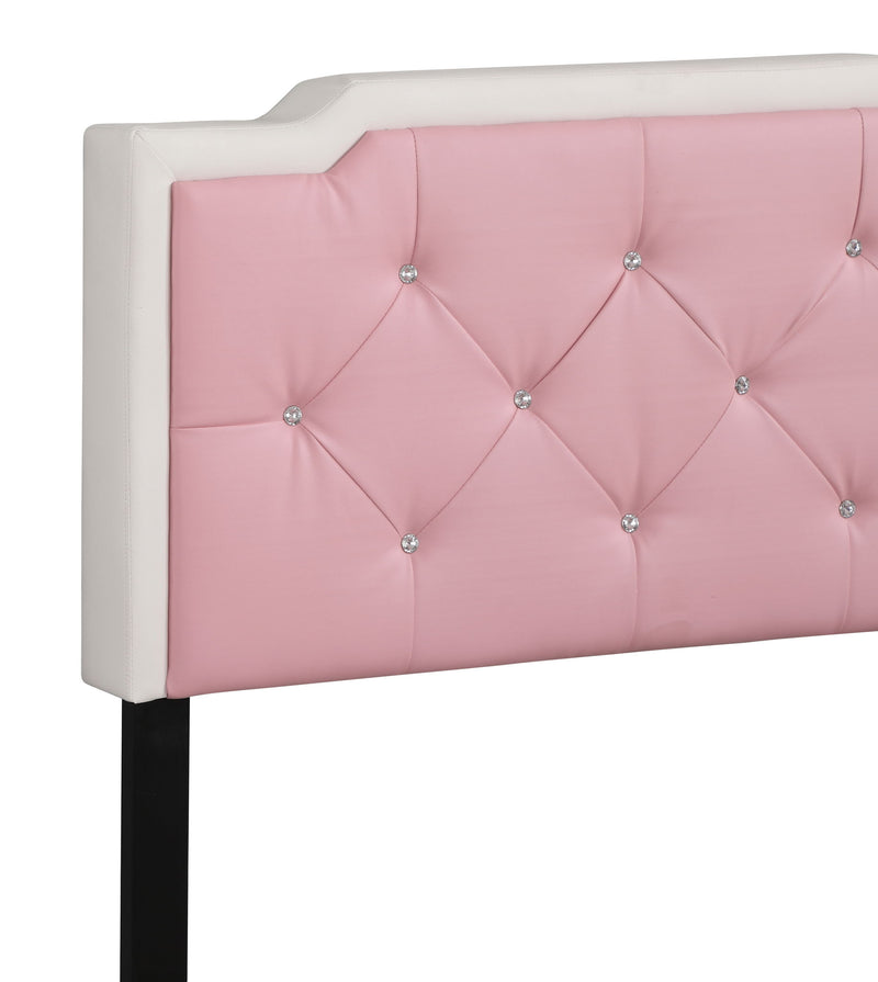 Button tufted upholstered bed by Glory Furniture featuring plush fabric and a cozy, elegant design for comfortable sleeping spaces.