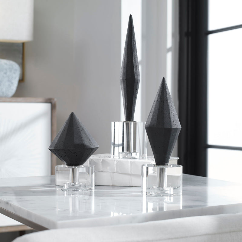 Set of three Alize Sculptures by Uttermost, modern decorative figurines with sleek, artistic design on a neutral background.