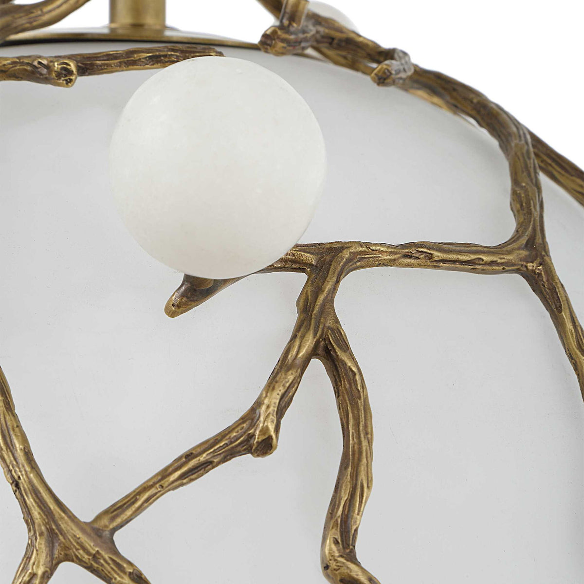 Budding Branches - Pendant - Light Antique Brass / White