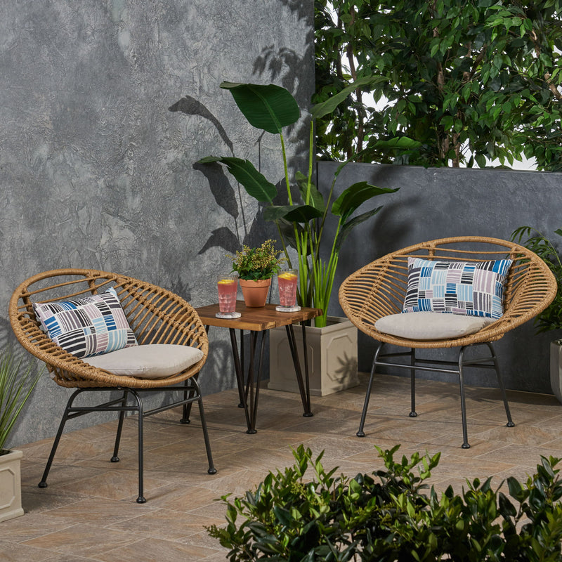 Cordella - Outdoor Woven Wicker Chairs With Cushions, (Set of 2) - R&R Furniture Gallery (Fountain Valley, CA)