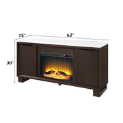 Edwyn - Server With Fireplace - Natural Marble Top & Espresso - R&R Furniture Gallery (Fountain Valley, CA)