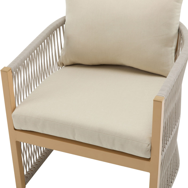 Modern Curved Aluminum Lounge Chair With Stylish Rope Weave Design And Cushioned Comfort For Outdoor - R&R Furniture Gallery (Fountain Valley, CA)