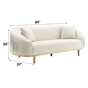Martina - Sofa With 2 Pillows - Ivory Velvet - R&R Furniture Gallery (Fountain Valley, CA)