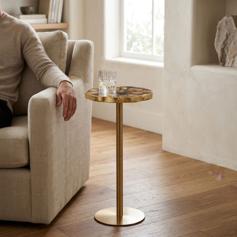 Champaign - Round Accent Table - Gold