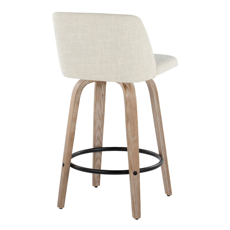 Toriano - Contemporary Fixed Height Counter Stool Swivel & Round Footrest (Set of 2) - R&R Furniture Gallery (Fountain Valley, CA)
