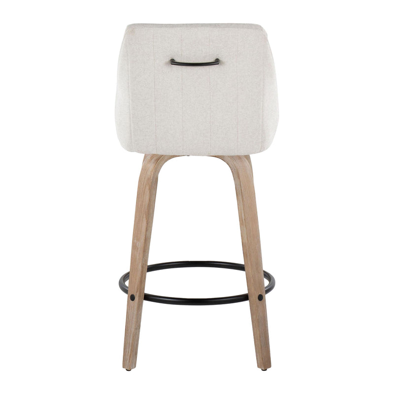 Lumi Source Hannah set of 2 transitional fixed height counter stools with swivel, round footrest, and modern design.