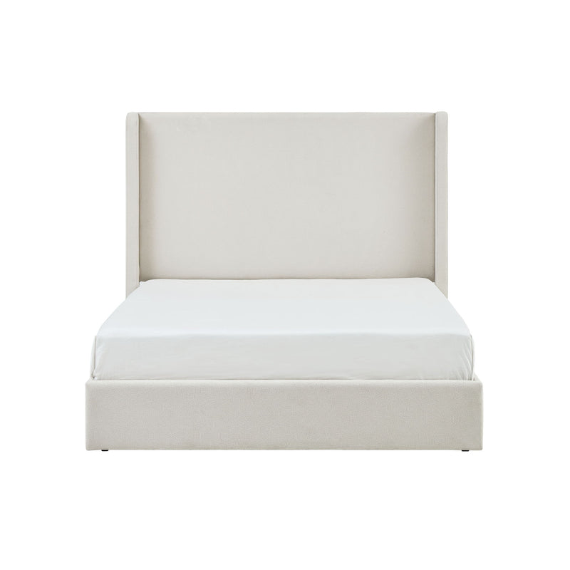 Carmen - King Size Upholstered Wingback Bed - Ivory - R&R Furniture Gallery (Fountain Valley, CA)
