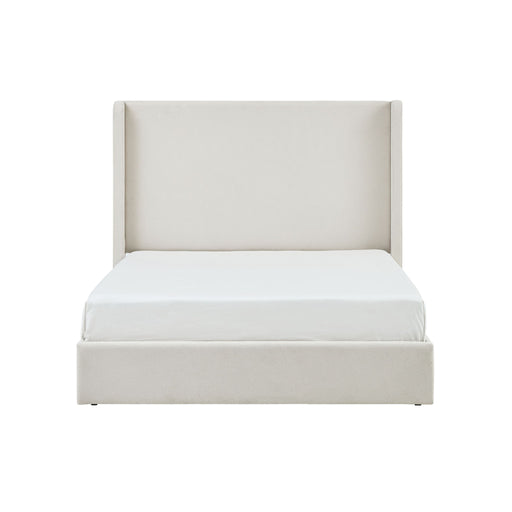 Carmen - King Size Upholstered Wingback Bed - Ivory - R&R Furniture Gallery (Fountain Valley, CA)