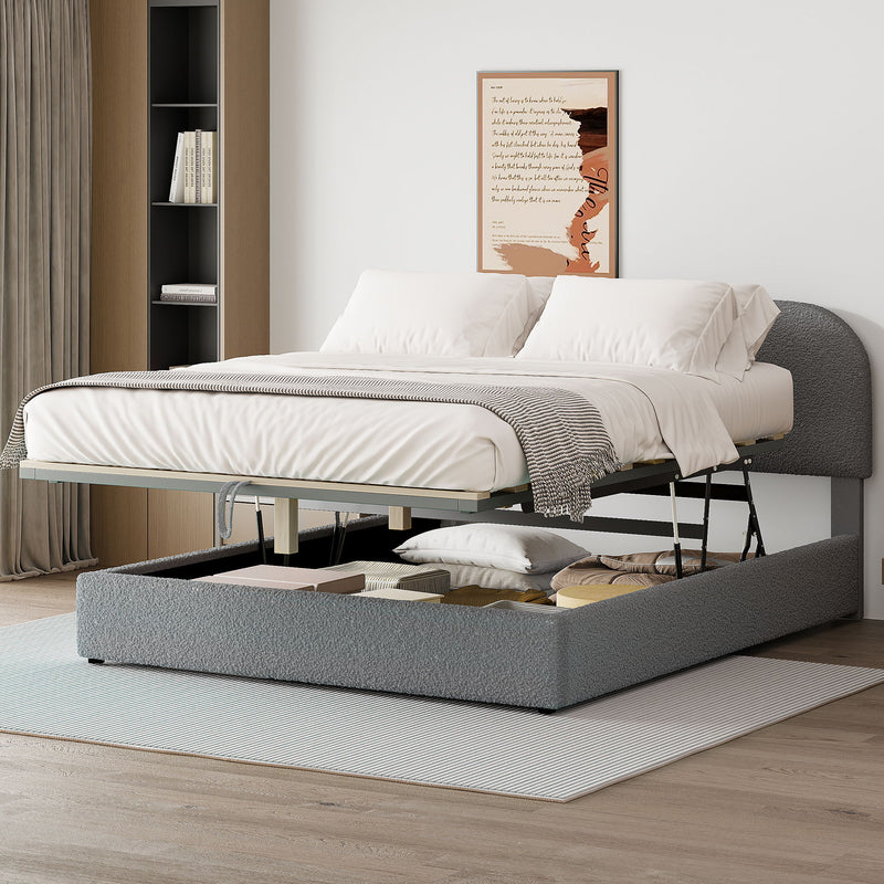 Upholstered Platform Bed With Hydraulic Storage System - R&R Furniture Gallery (Fountain Valley, CA)