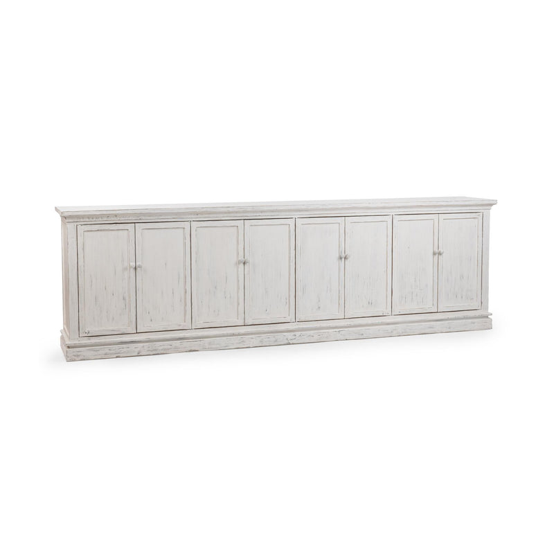 Classic Home Elmer 8-door buffets cabinet in Shoreline Wash with wood finish and ample storage space.