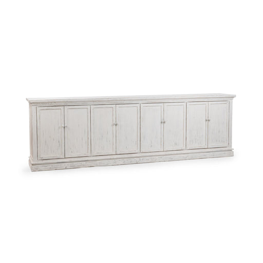 Classic Home Elmer 8-door buffets cabinet in Shoreline Wash with wood finish and ample storage space.