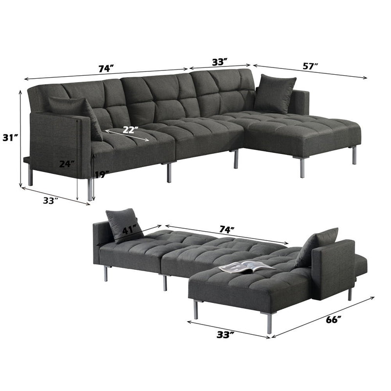 Duzzy - Sectional Sofa - Dark Gray Fabric - R&R Furniture Gallery (Fountain Valley, CA)