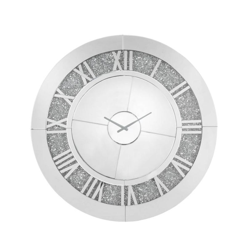 Noralie - 39" Wall Clock - Mirrored & Faux Diamonds