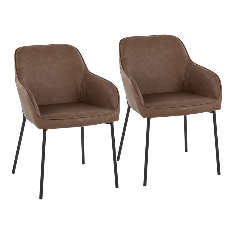Pair of Lumi Source Daniella contemporary dining chairs with sleek design and wooden legs, set of two for modern kitchen or dining room.