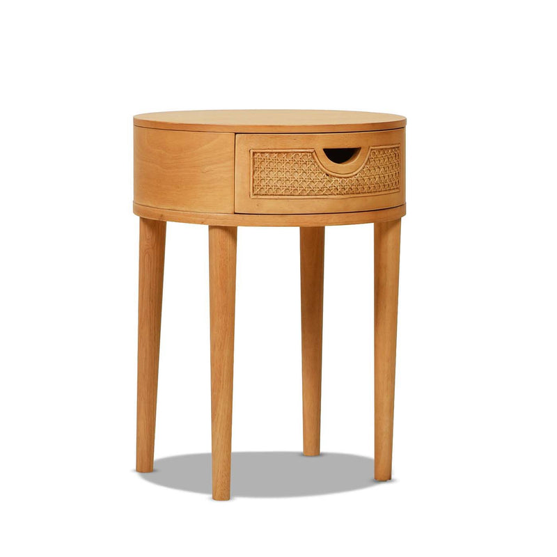 Cabana - Round Cane Storage Side Table - Natural Brown Oak - R&R Furniture Gallery (Fountain Valley, CA)