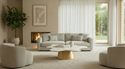 Gabbro Low - Glam White Marble and Gold Coffee Table — view 3