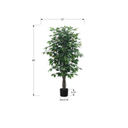 58" Tall, Artificial Plant, Ficus Tree, Indoor, Faux, Fake, Floor, Greenery, Potted, Decorative - Green / Black - R&R Furniture Gallery (Fountain Valley, CA)