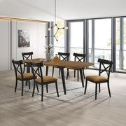 Hillary - Side Chair (Set of 2) - Brown Leather Aire, Walnut & Black - R&R Furniture Gallery (Fountain Valley, CA)