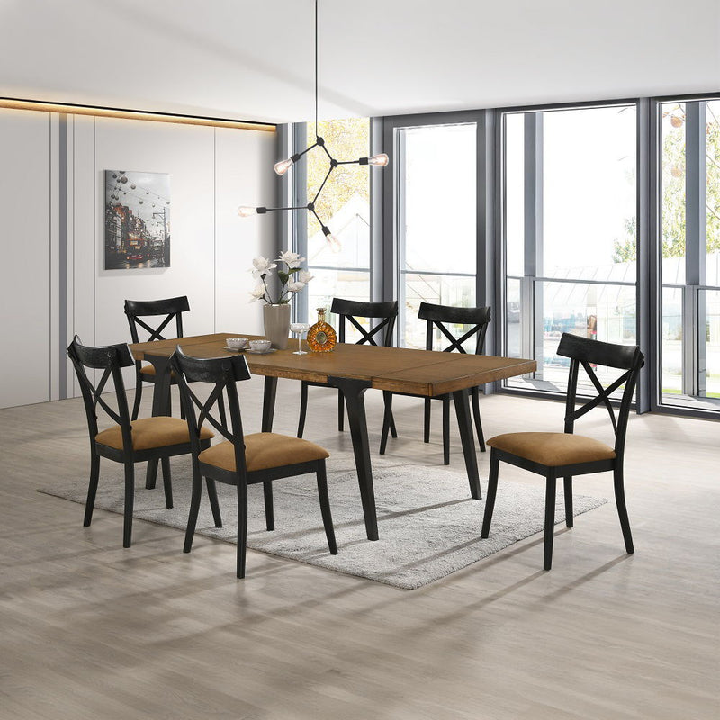 Hillary - Side Chair (Set of 2) - Brown Leather Aire, Walnut & Black - R&R Furniture Gallery (Fountain Valley, CA)