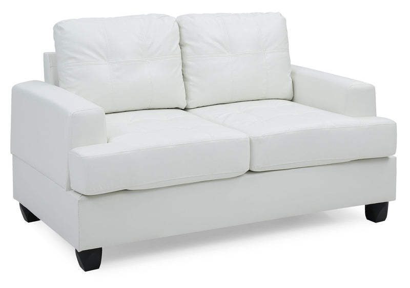 Glory Furniture stylish transitional loveseat for two, stationary sofa with plush cushions and modern design, perfect for small living spaces.