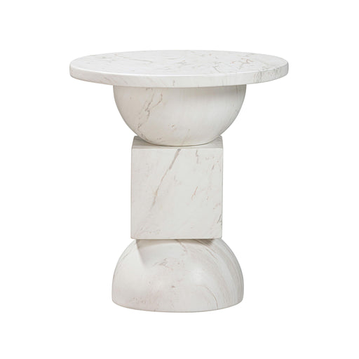 Chip - Marble Print Indoor / Outdoor Side Table - White - R&R Furniture Gallery (Fountain Valley, CA)