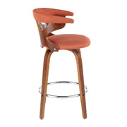 Set of two Lumi Source Gardenia mid-century modern counter stools with swivel, featuring sleek design and fixed height.