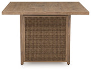 Walton Bridge - 5 Pc. - Square Bar Table W/Fire Pit, 4 Barstools - Driftwood - R&R Furniture Gallery (Fountain Valley, CA)