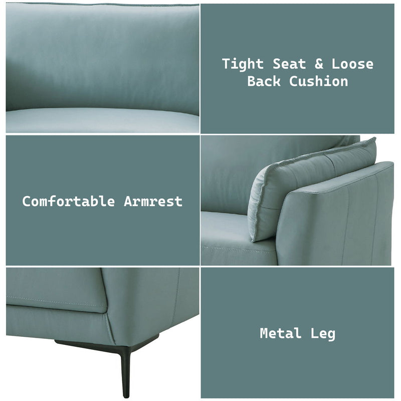 Mesut - Loveseat - Sage Green Top Grain Leather & Black - R&R Furniture Gallery (Fountain Valley, CA)