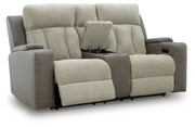 WhipLash - Power Reclining Loveseat With Console / Adj Headrest - Sisal - R&R Furniture Gallery (Fountain Valley, CA)