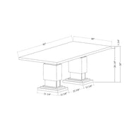 Michelle - Dining Table With Double Pedestal Marble Detailing - Gray - R&R Furniture Gallery (Fountain Valley, CA)