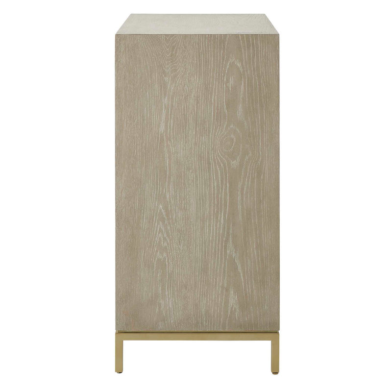 Uttermost Alessia 2-door accent cabinet in light brown wood with sleek design and modern hardware, ideal for stylish storage.