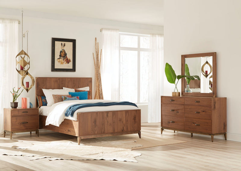 Adler Beveled Glass Mirror in Natural Walnut