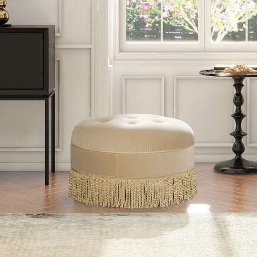 Yolanda - Round Upholstered Accent Ottoman - R&R Furniture Gallery (Fountain Valley, CA)