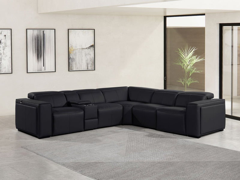 1224 - 6-Piece L-Shaped Sectional Sofa In With 3 Power Recliners & Power Headrests - R&R Furniture Gallery (Fountain Valley, CA)
