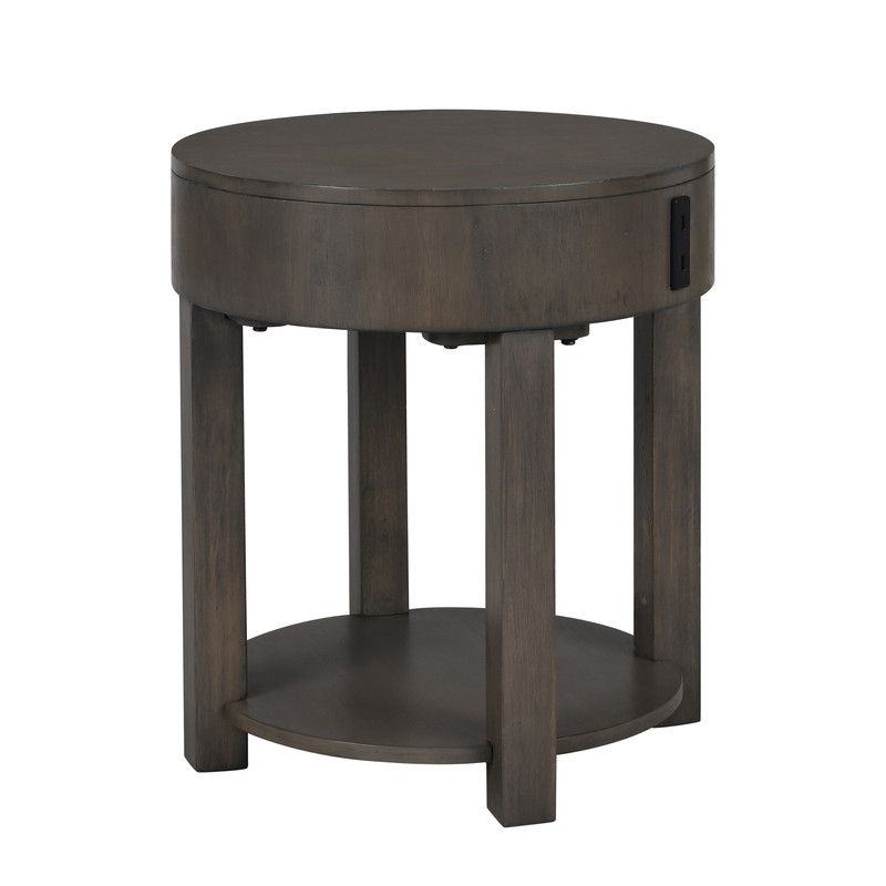 Jonah - MDF End Table With USB Ports - Light Brown - R&R Furniture Gallery (Fountain Valley, CA)