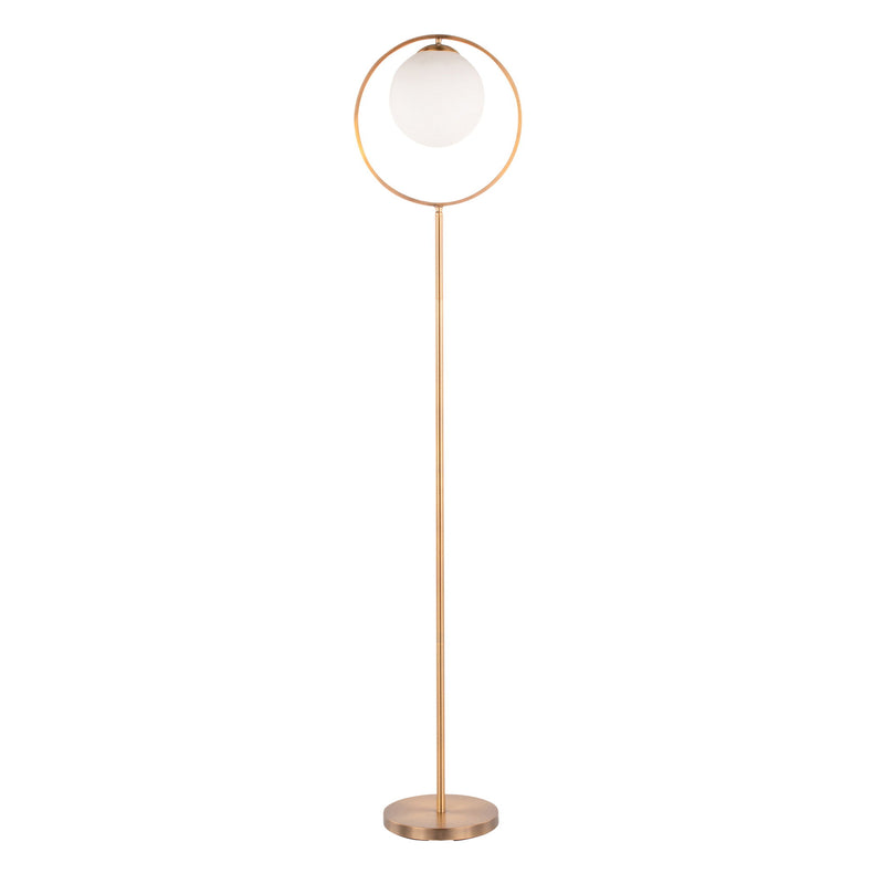 Lumi Source Moon contemporary gold floor lamp with frosted glass shade, modern design for stylish living spaces