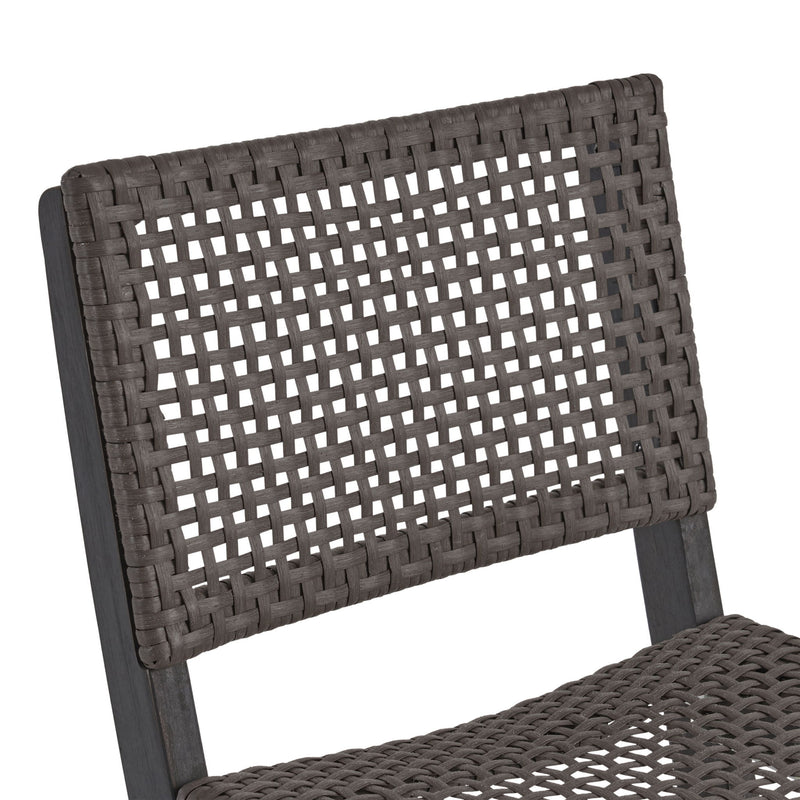 Outdoor Folding Acacia Wood Barstools With Rattan Backrest And Seat - R&R Furniture Gallery (Fountain Valley, CA)